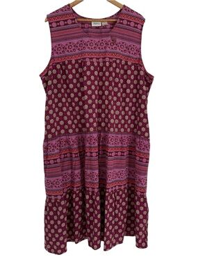 Vermont Country Store Cotton Sleeveless Muumuu Dress Size 3X Pink Mixed Floral